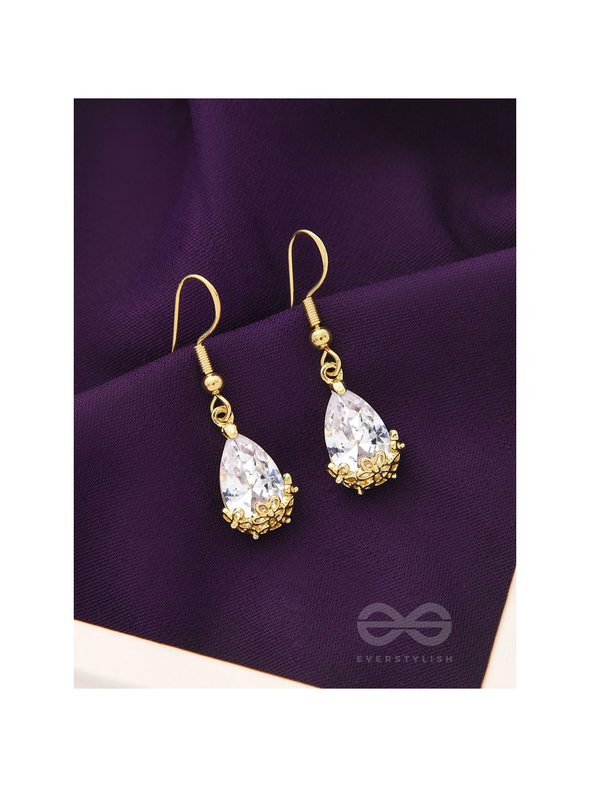 Glazed Dewdrops- Golden Crystal Earrings