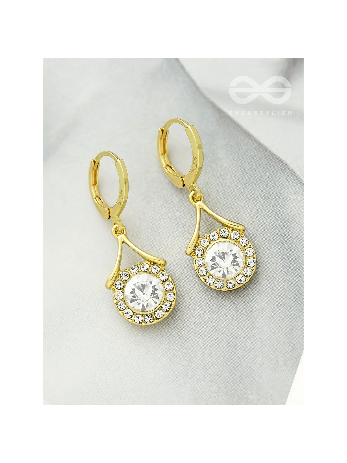 Scintillating Spheroids- Crystal and Rhinestones Studded Golden Earrings