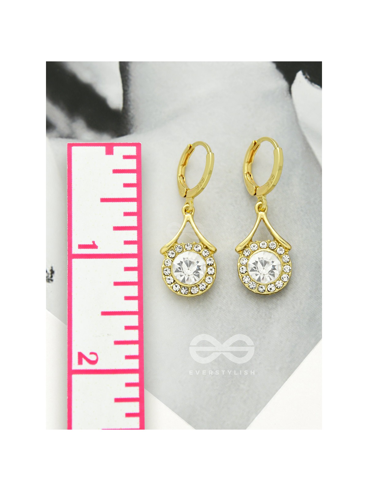 Scintillating Spheroids- Crystal and Rhinestones Studded Golden Earrings