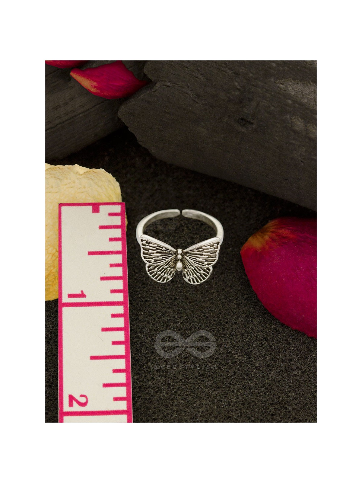 Fluttering Butterfly - Silver Oxidised Ring