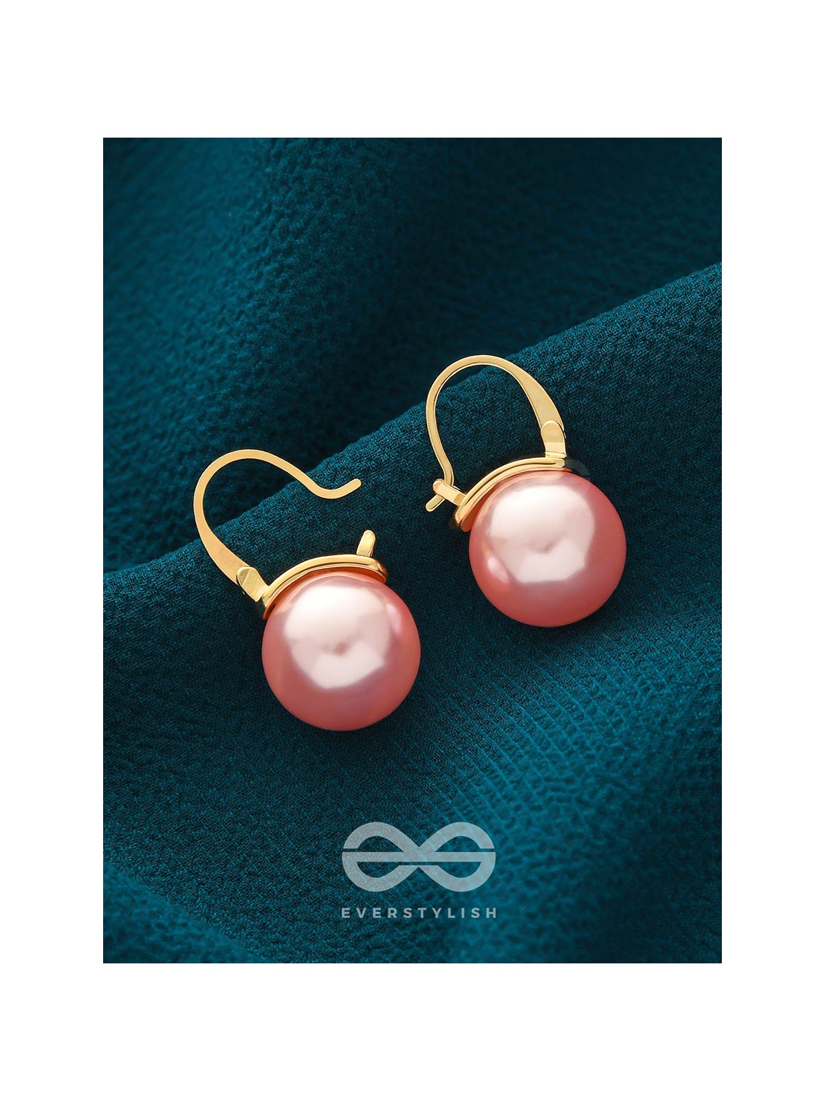 Tears of Mermaid- Golden and Pink Pearl Earrings