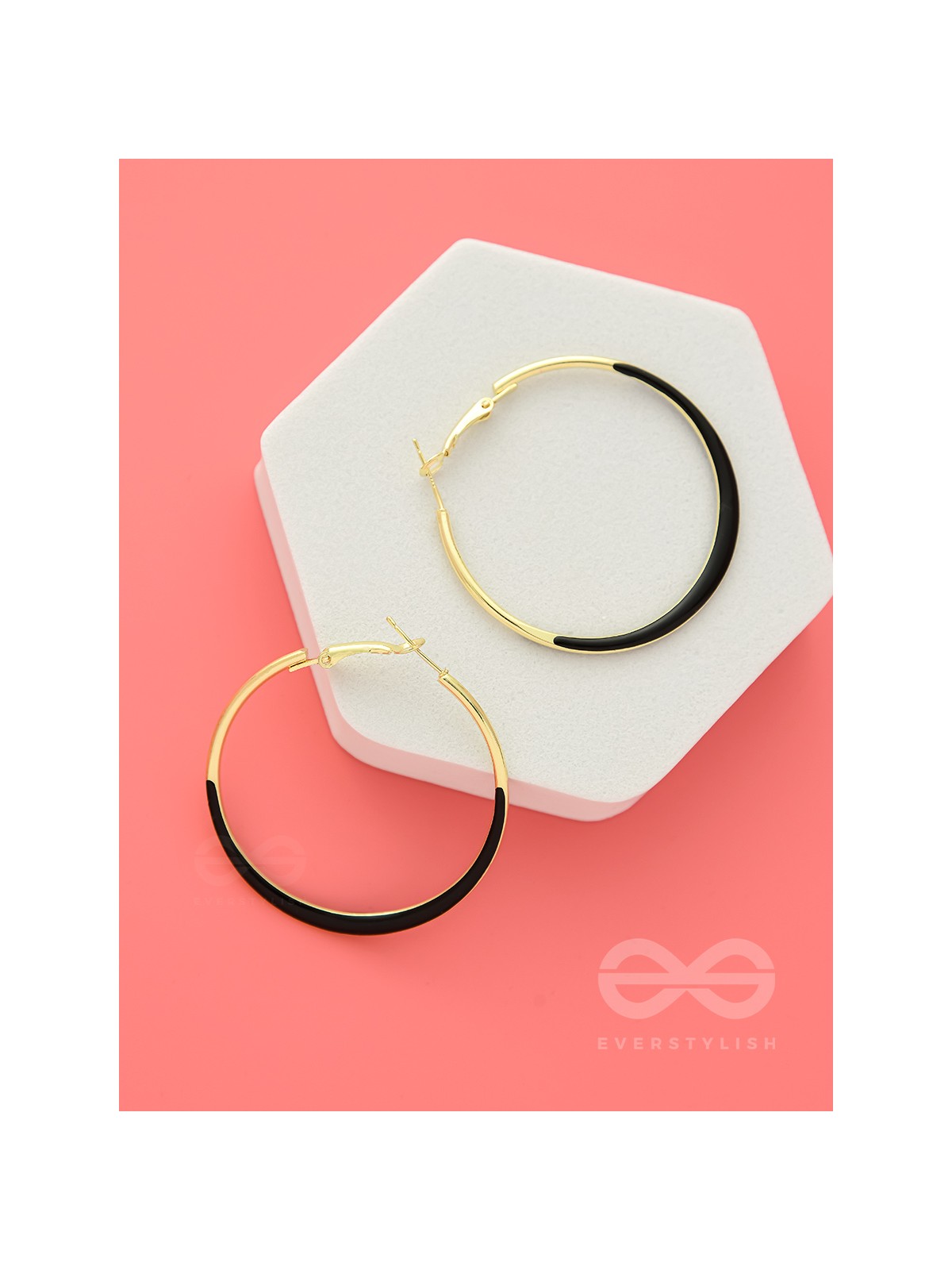 Smoky Loops- Black and Golden Hoop Earrings