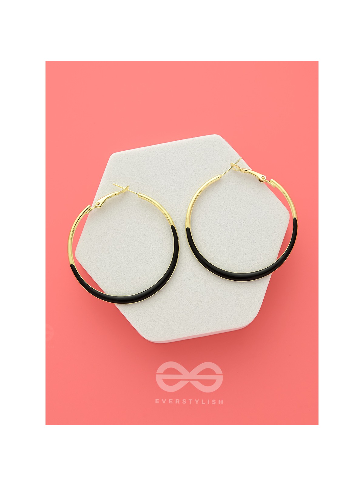 Smoky Loops- Black and Golden Hoop Earrings