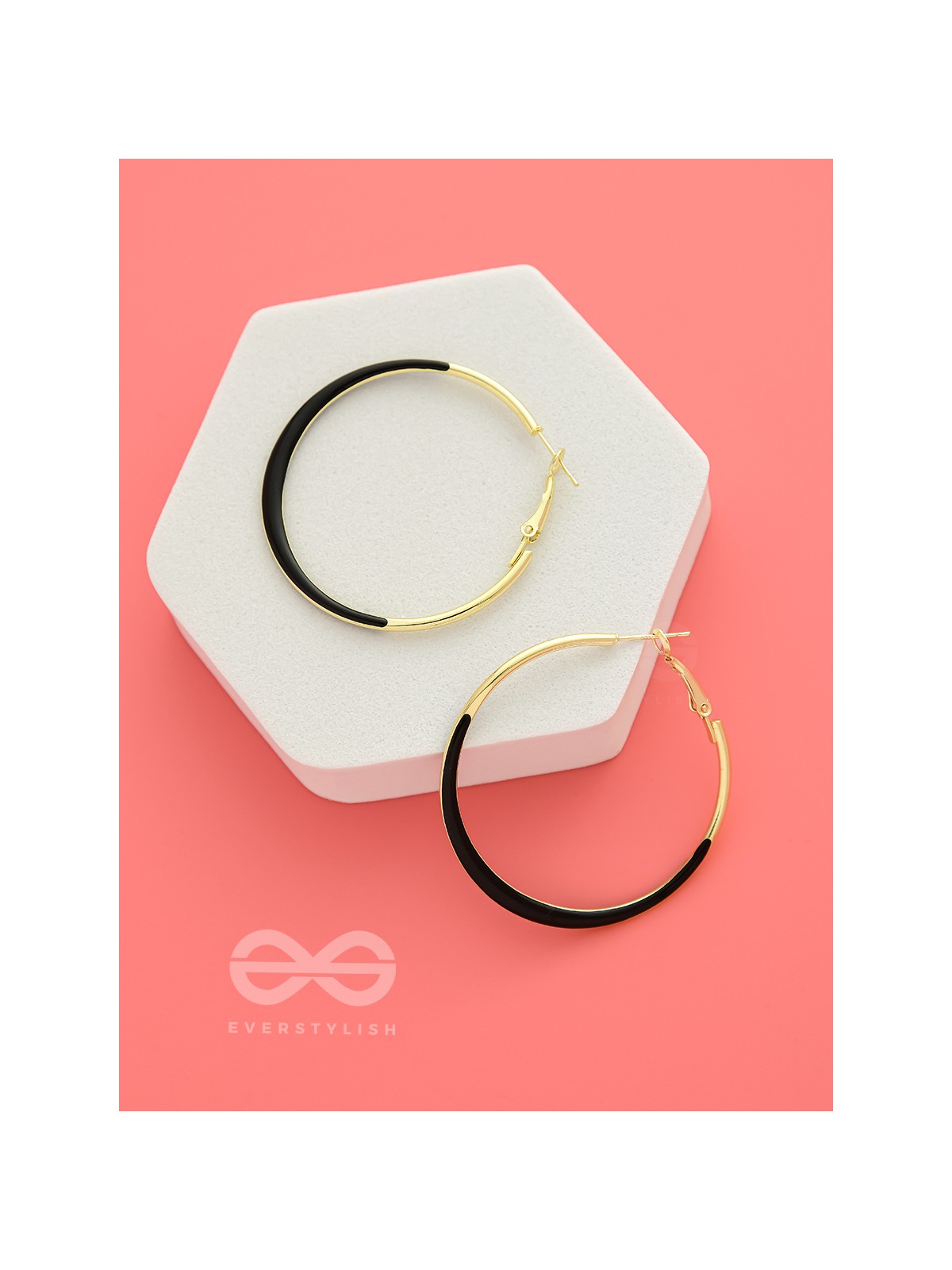 Smoky Loops- Black and Golden Hoop Earrings