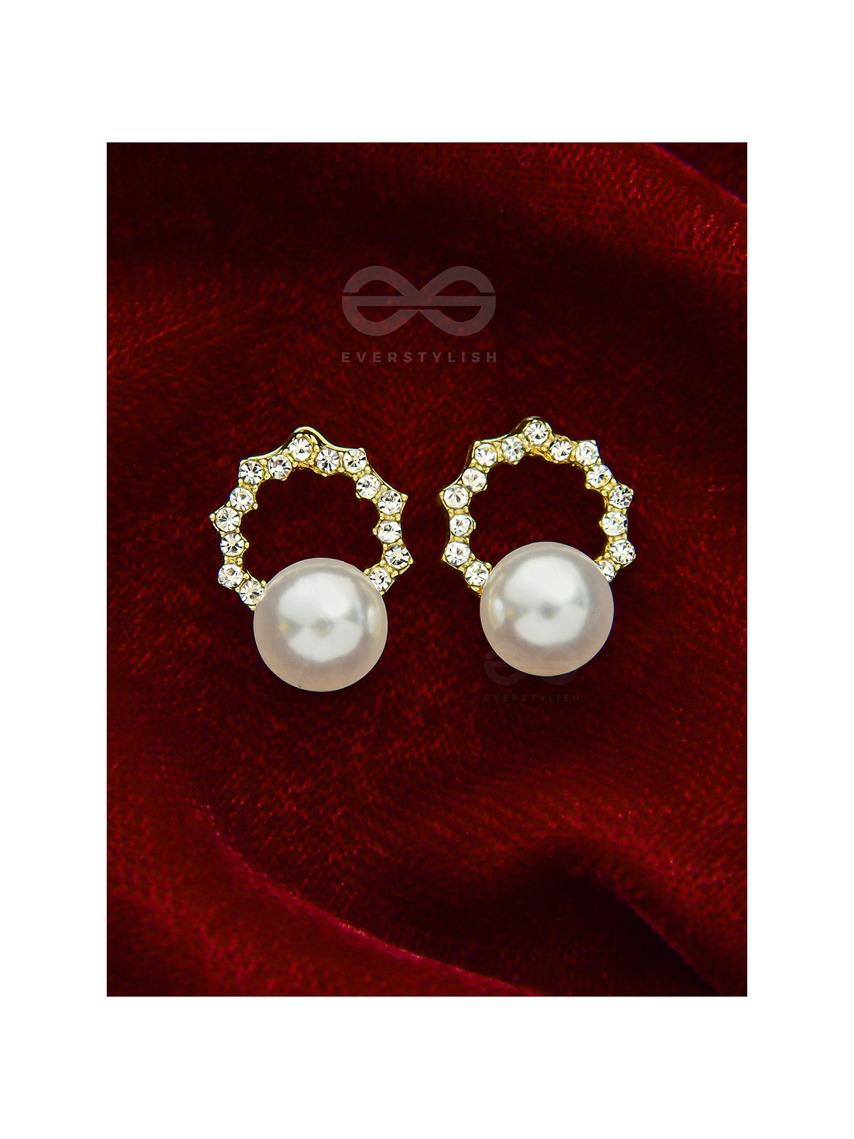 Crowned Pearls- Rhinestones Studded Pearl Earrings