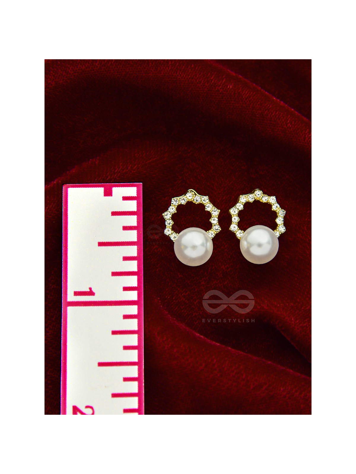 Crowned Pearls- Rhinestones Studded Pearl Earrings