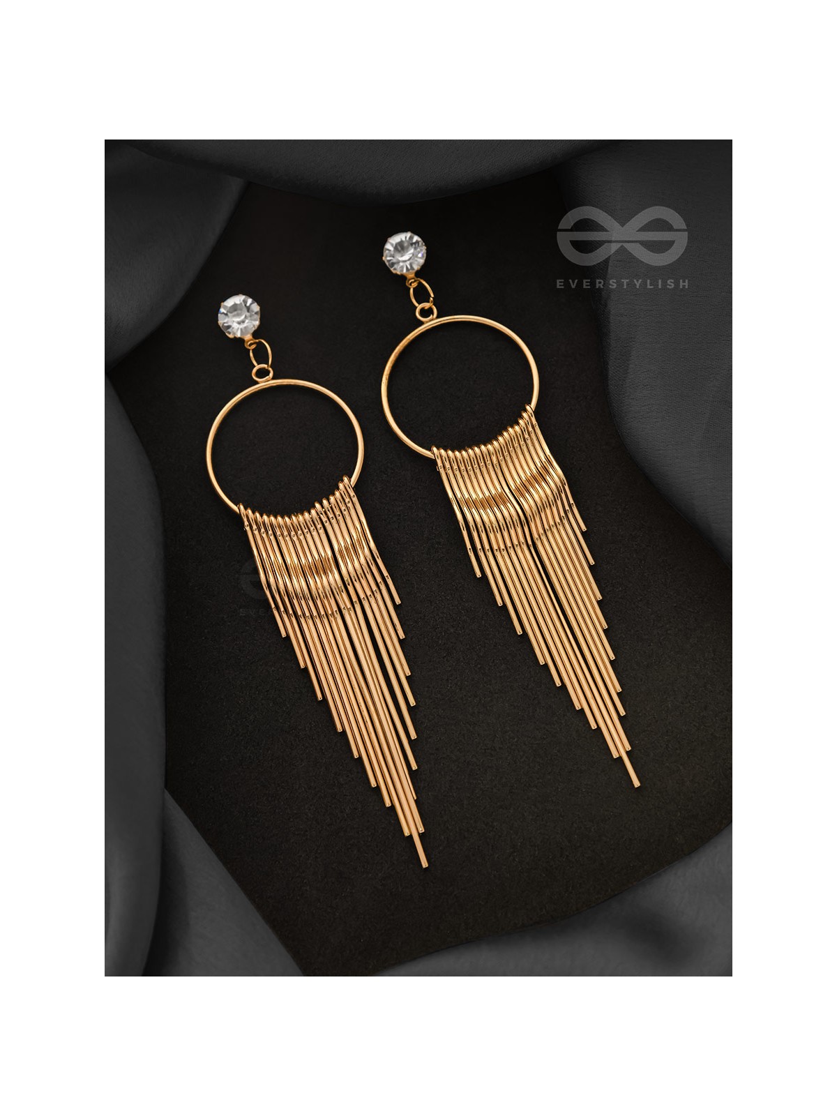 The Melting Sun- CZ Stones Studded Golden Earrings