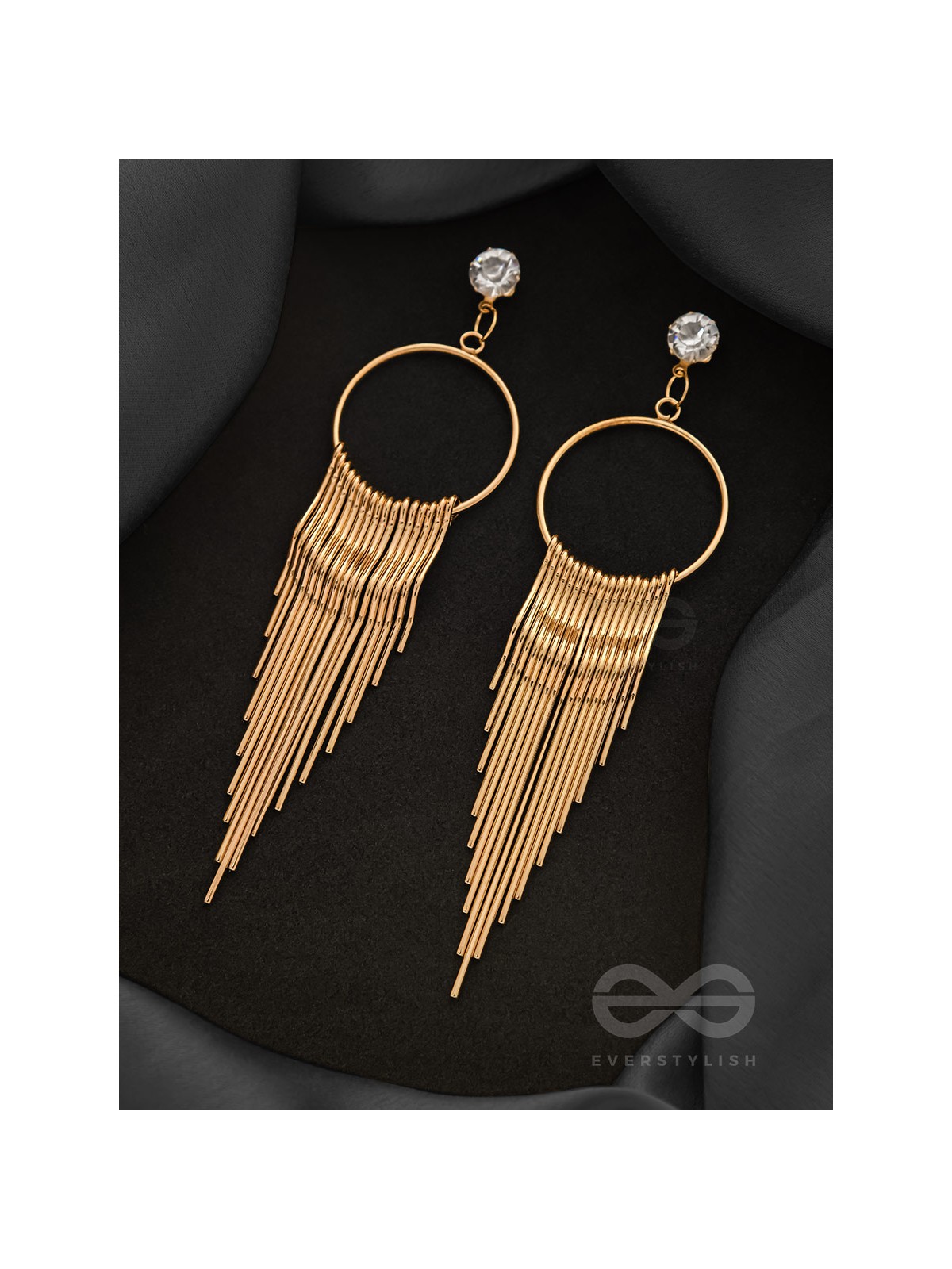 The Melting Sun- CZ Stones Studded Golden Earrings