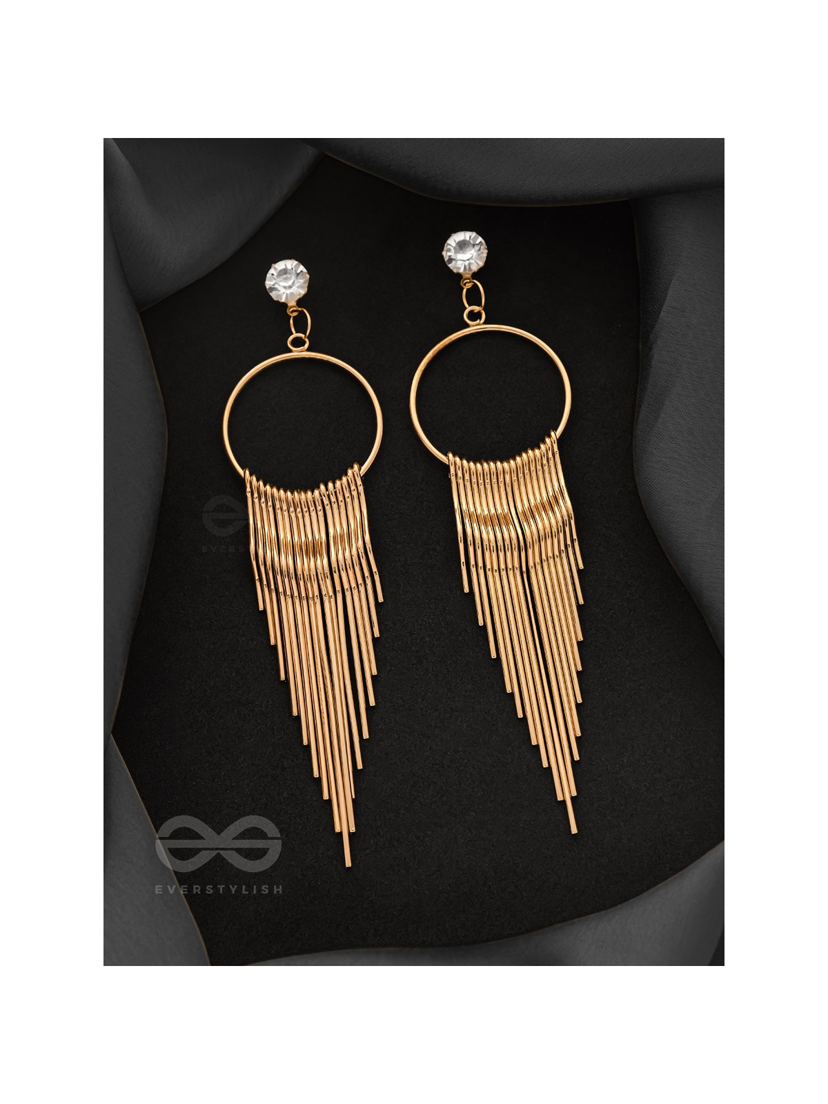 The Melting Sun- CZ Stones Studded Golden Earrings