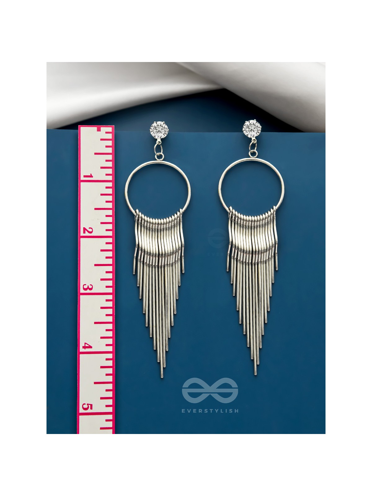 The Melting Moon- CZ Stones Studded Silver Earrings