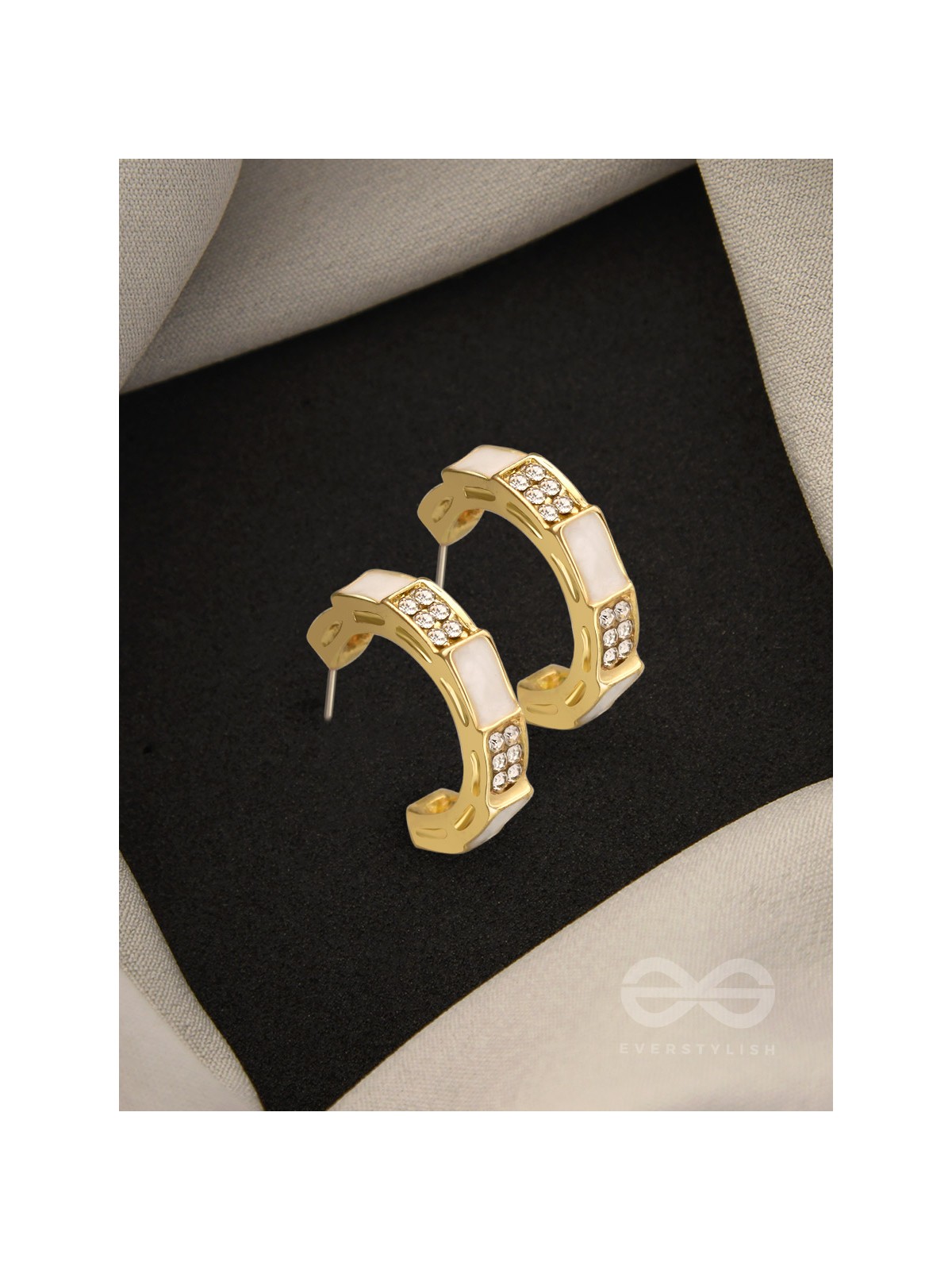 The Crooked Charm- Golden Rhinestones Earrings