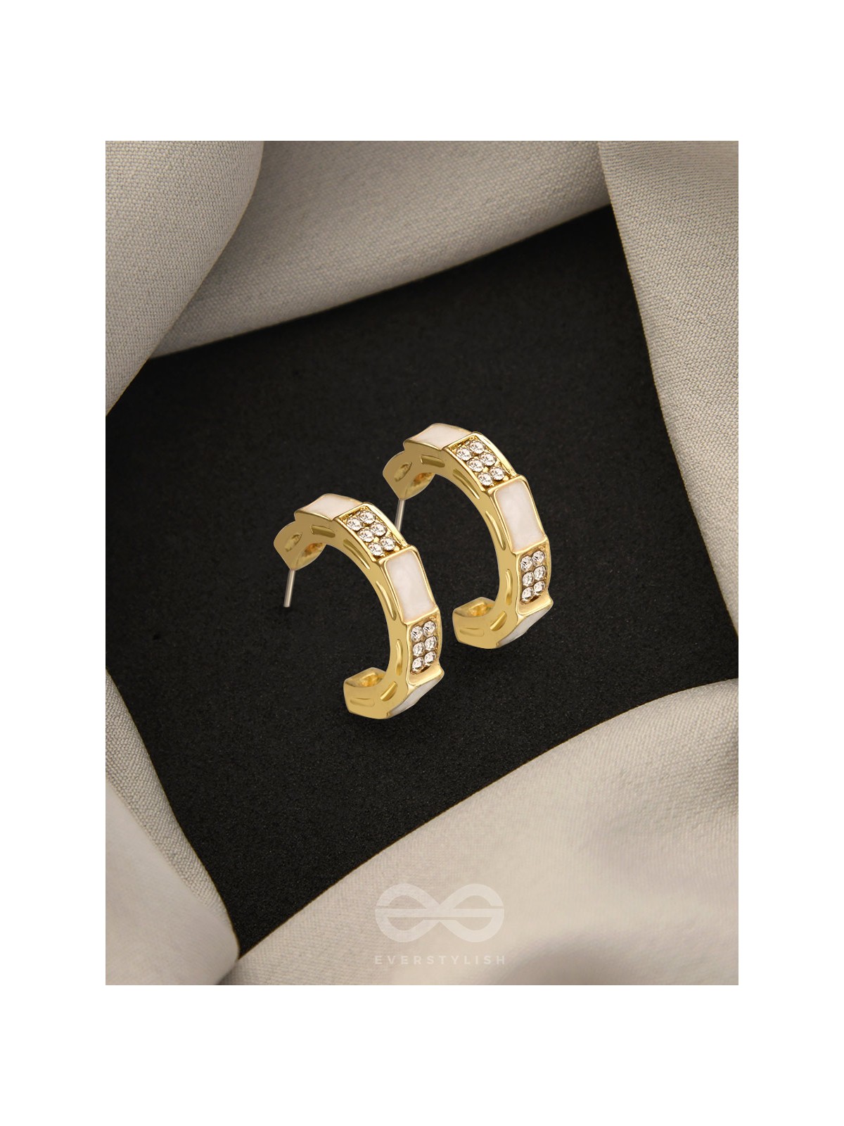 The Crooked Charm- Golden Rhinestones Earrings