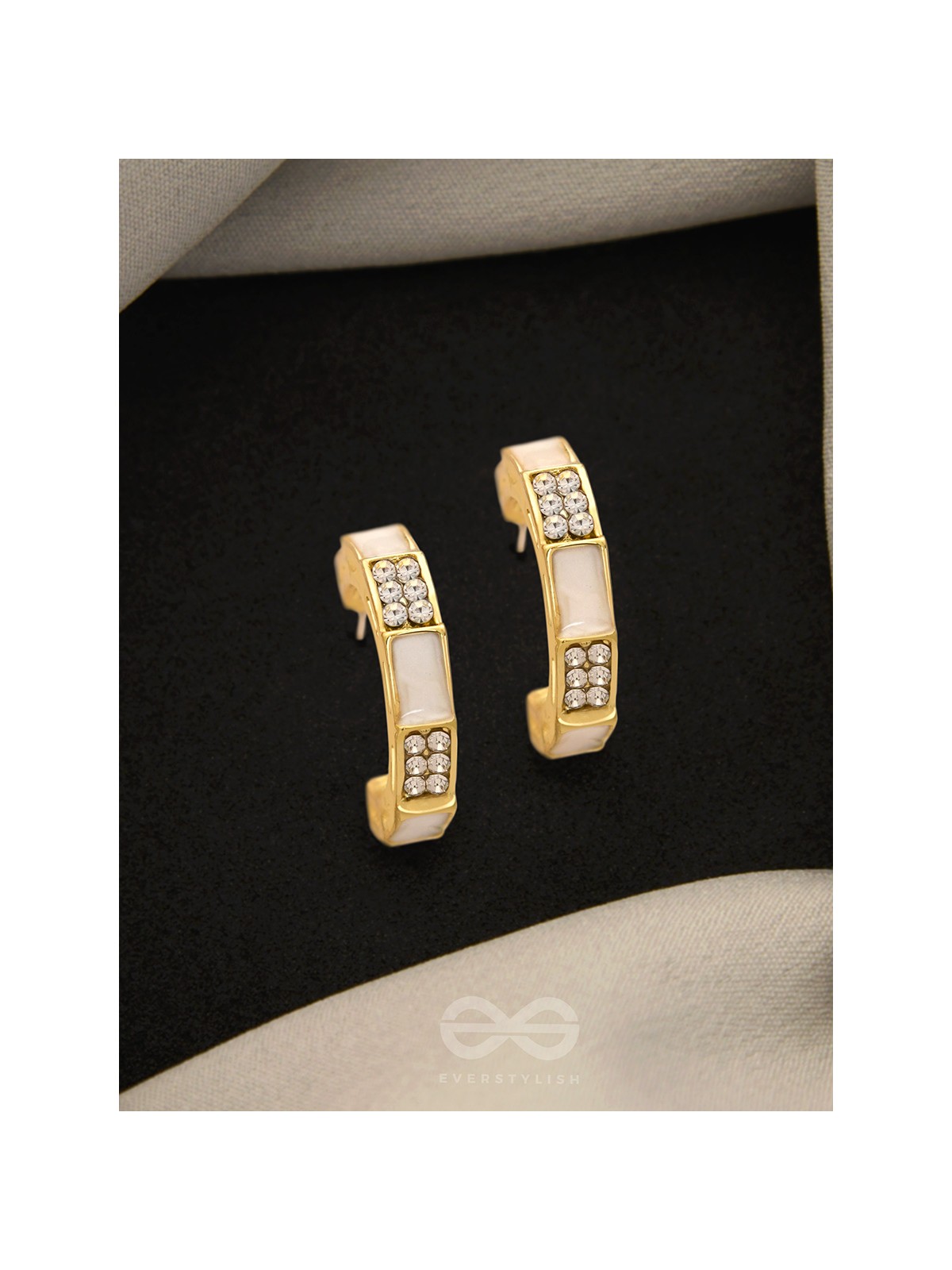 The Crooked Charm- Golden Rhinestones Earrings