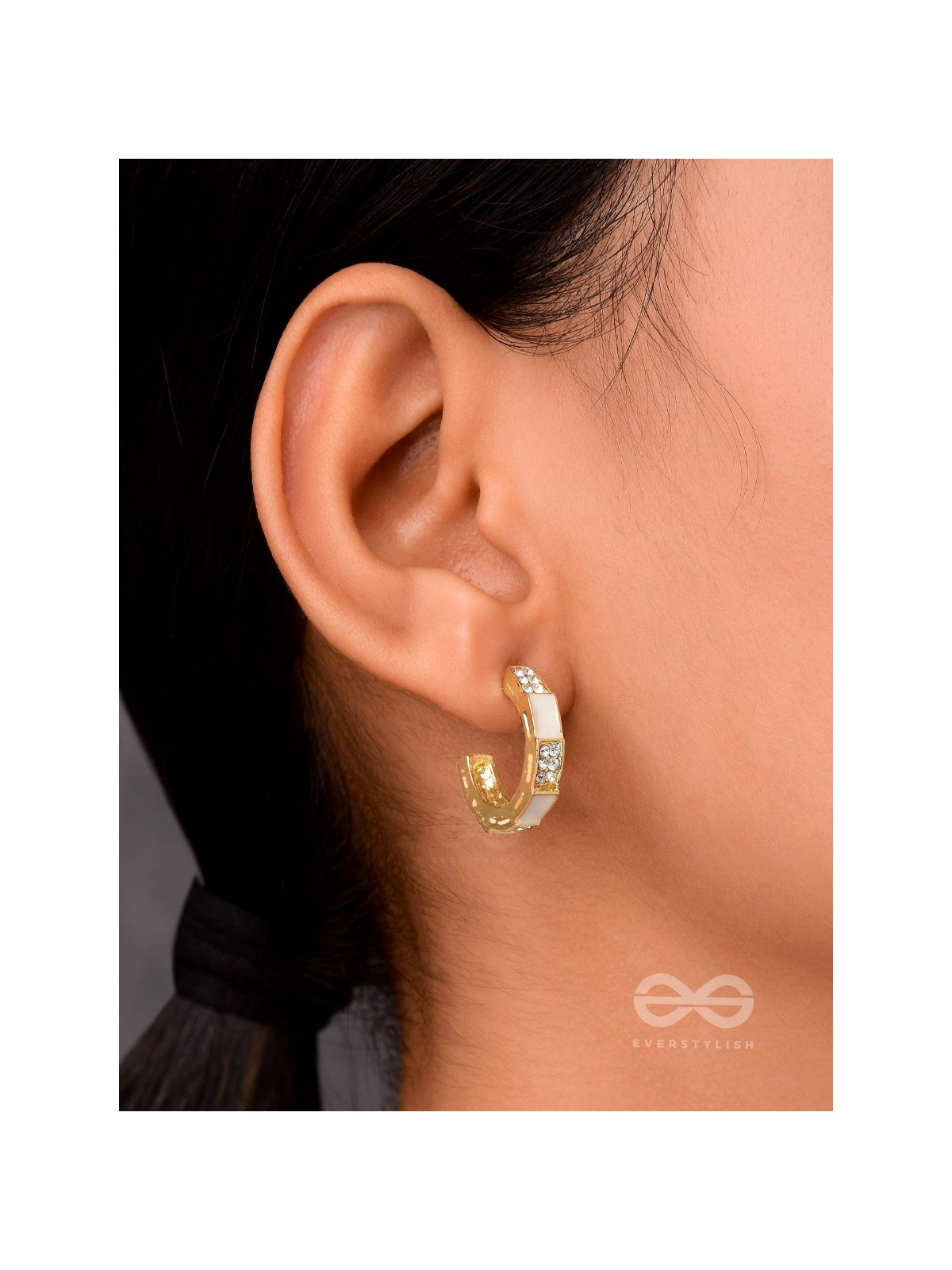 The Crooked Charm- Golden Rhinestones Earrings