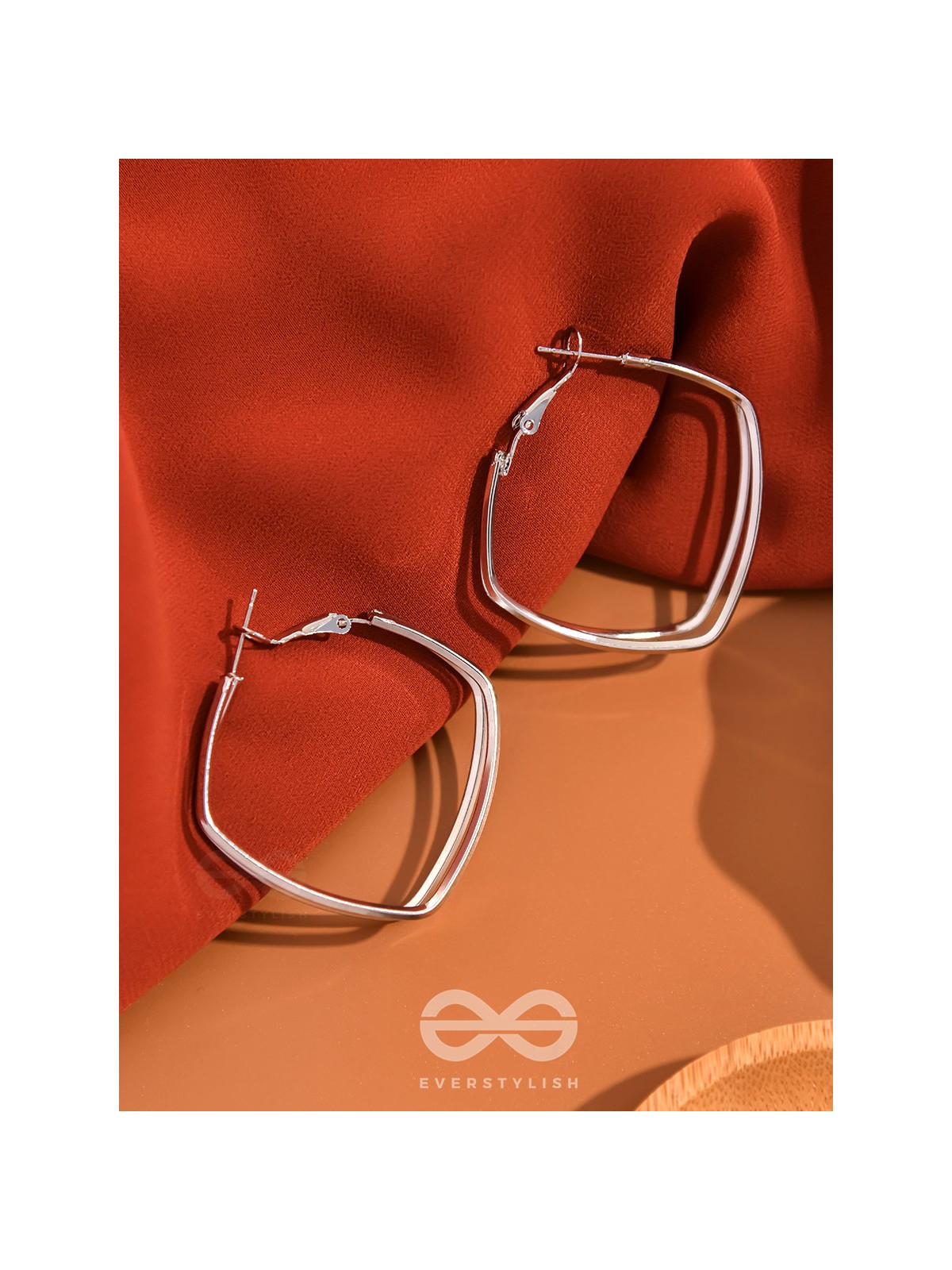Fair n Square- Elegant Silver Hoops