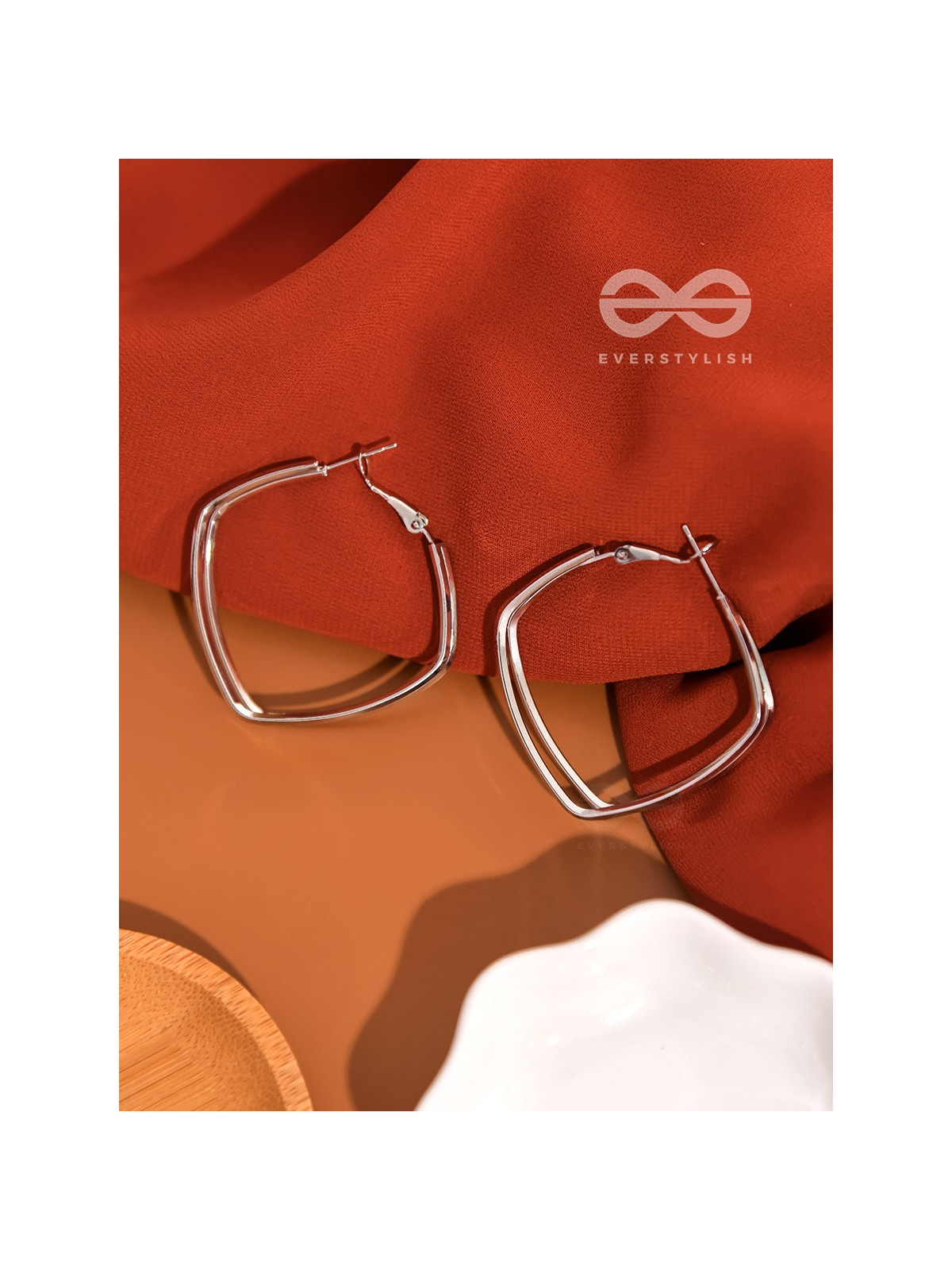 Fair n Square- Elegant Silver Hoops