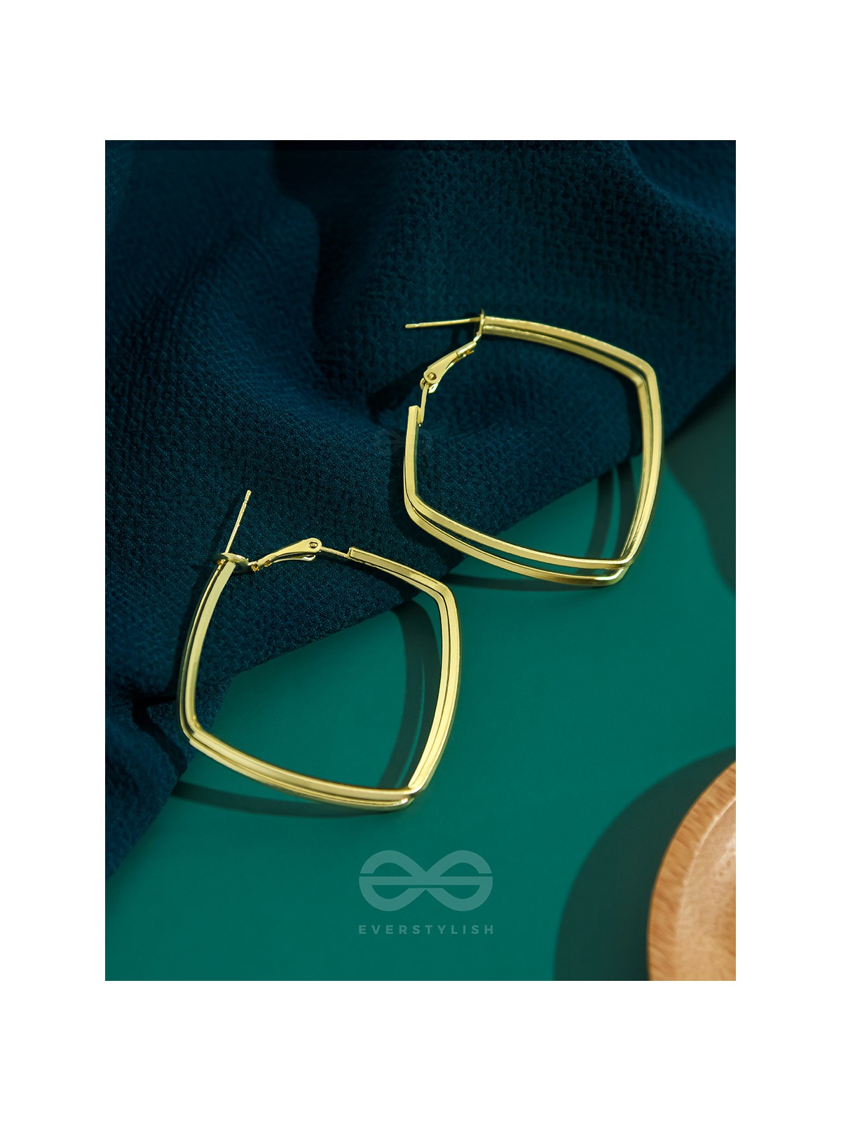 Fair n Square- Elegant Golden Hoops