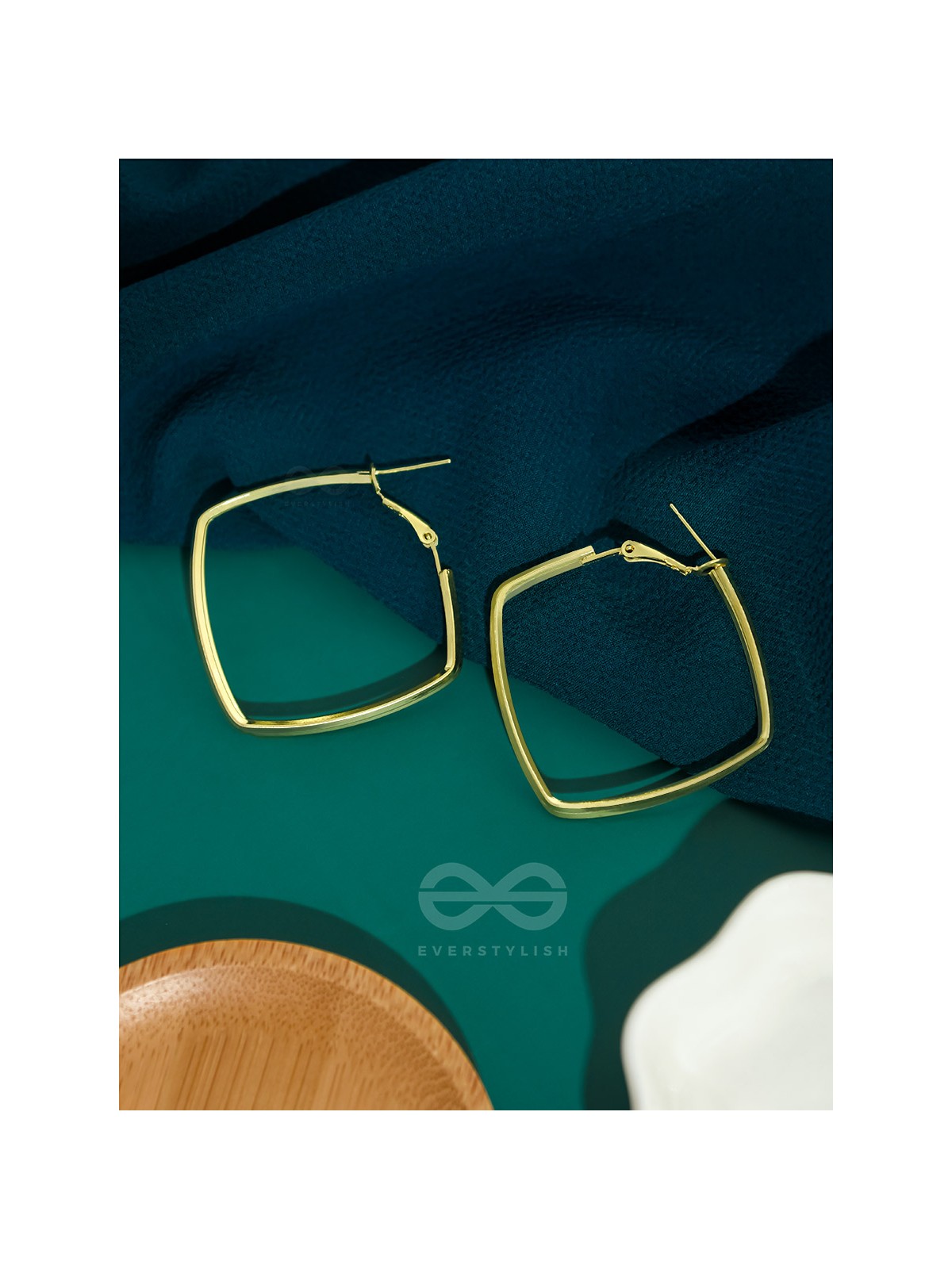 Fair n Square- Elegant Golden Hoops