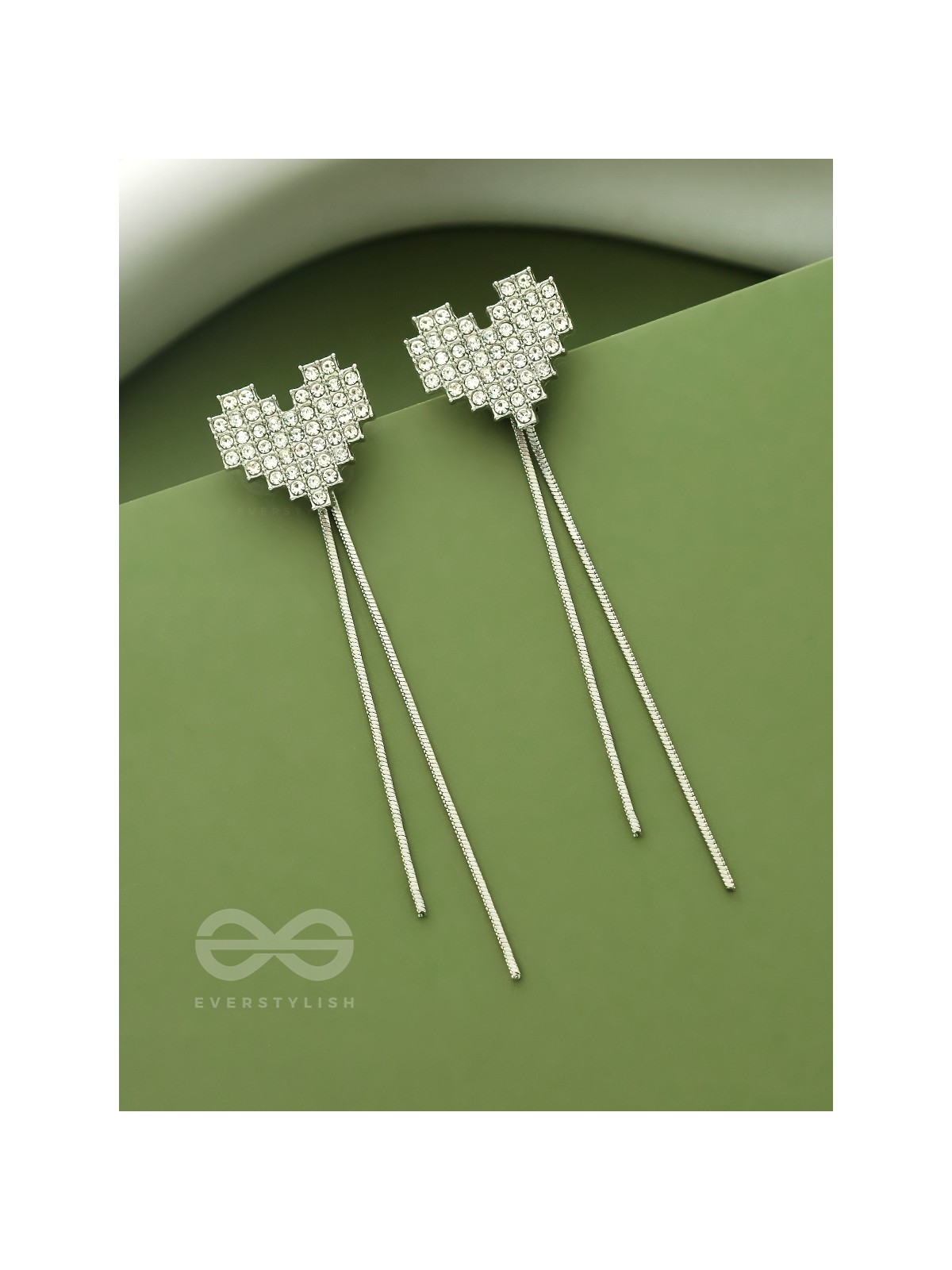 Melting Hearts- Silver Rhinestones Earrings