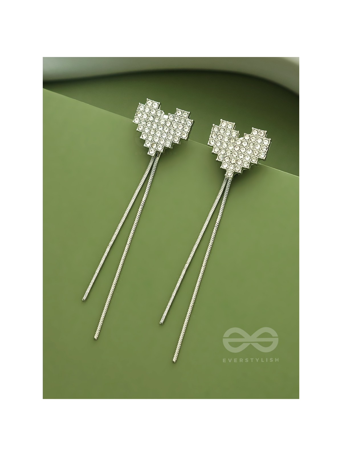 Melting Hearts- Silver Rhinestones Earrings