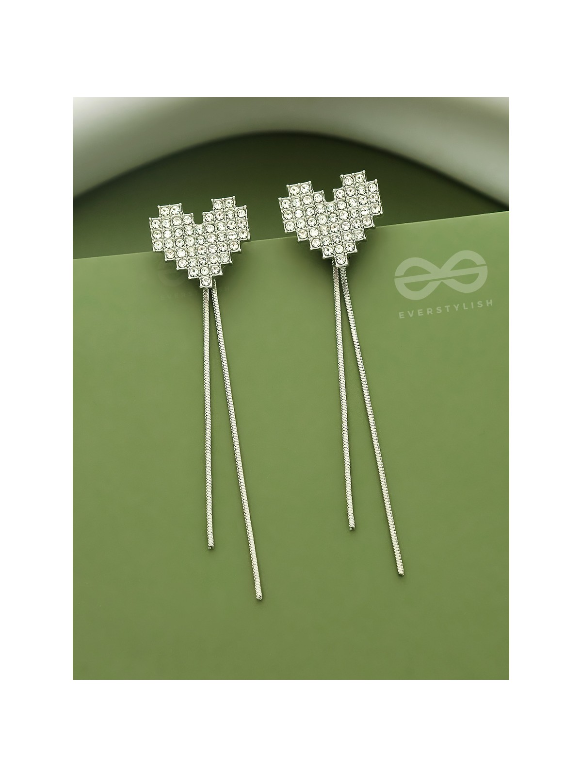 Melting Hearts- Silver Rhinestones Earrings