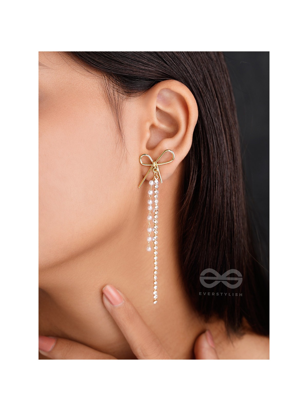 Bow n Arrow- Golden Beads Earrings