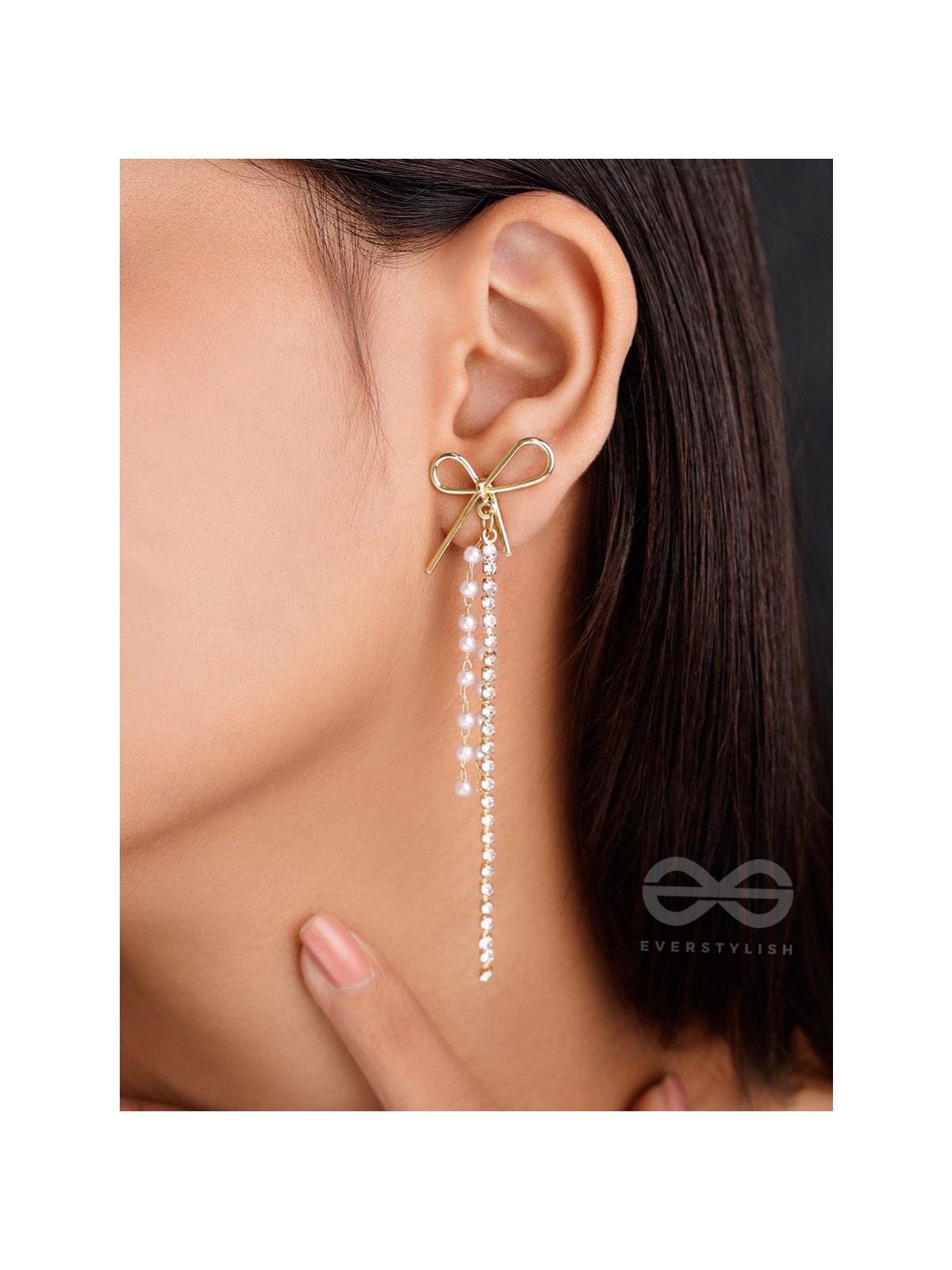 Bow n Arrow- Golden Beads Earrings