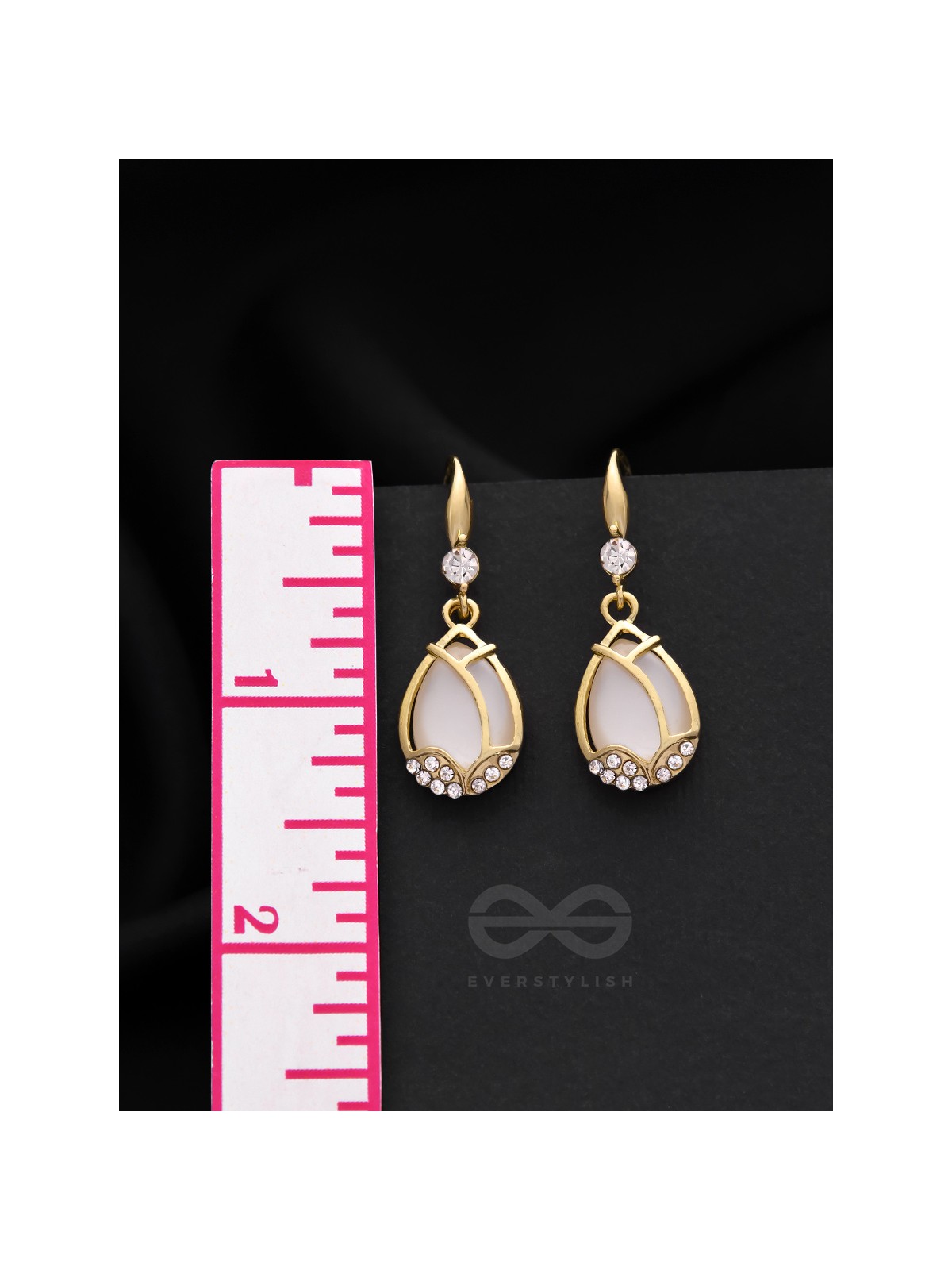 The Arctic Rain- Golden Rhinestones Earrings