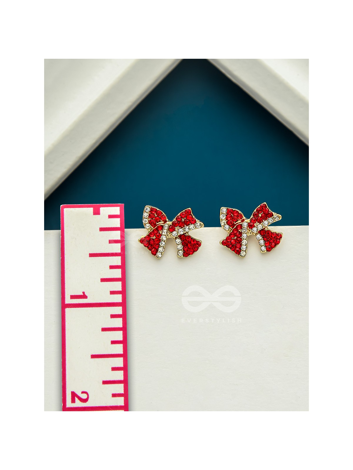 The Bond of Passion- Golden Rhinestones Earrings (Ruby Red)