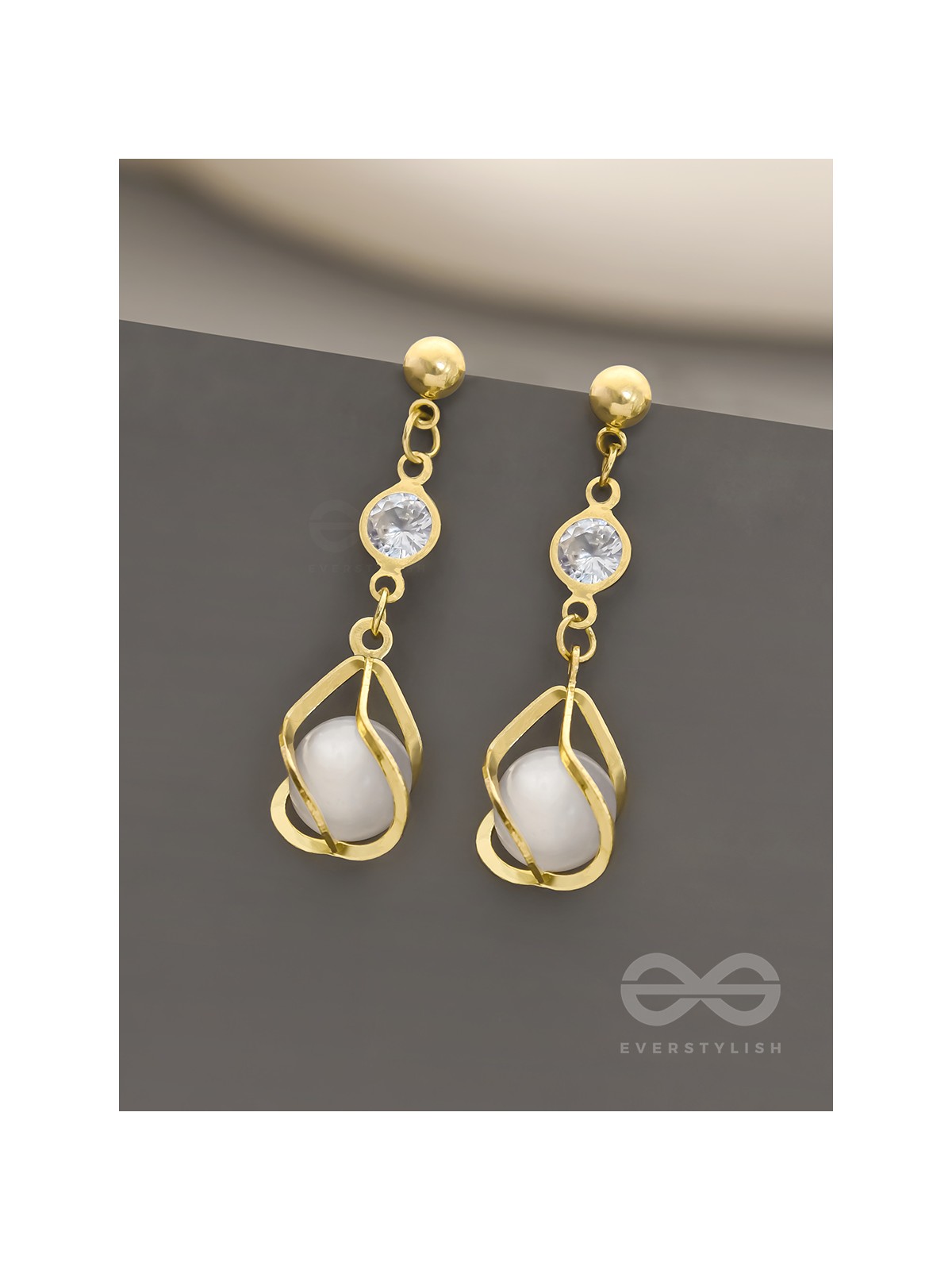 Twirling Vines- Golden Pearl Earrings