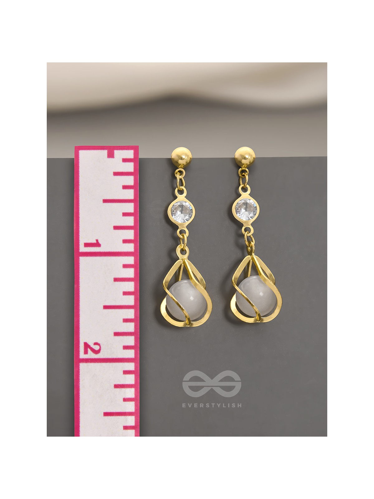 Twirling Vines- Golden Pearl Earrings