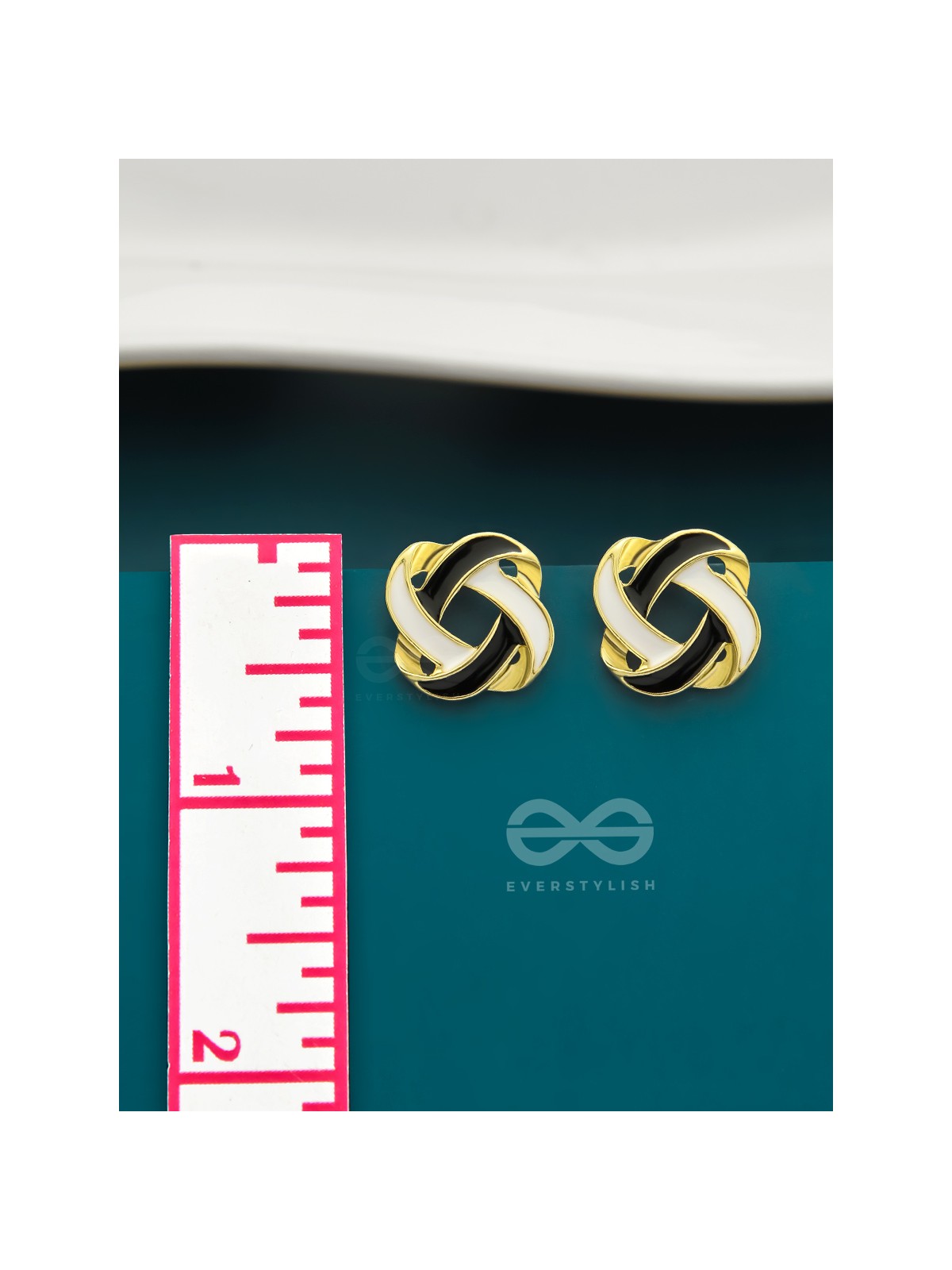 The Greyscale Galaxy- Black n White Enamelled Golden Earrings