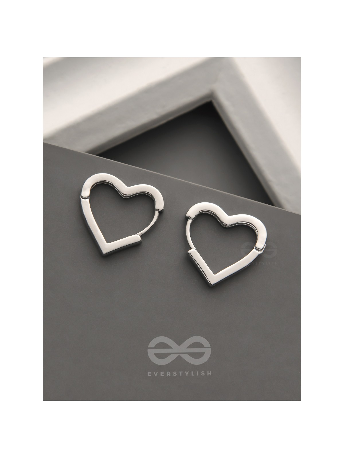 The Lovebirds- Heart-Shaped Silver Earrings