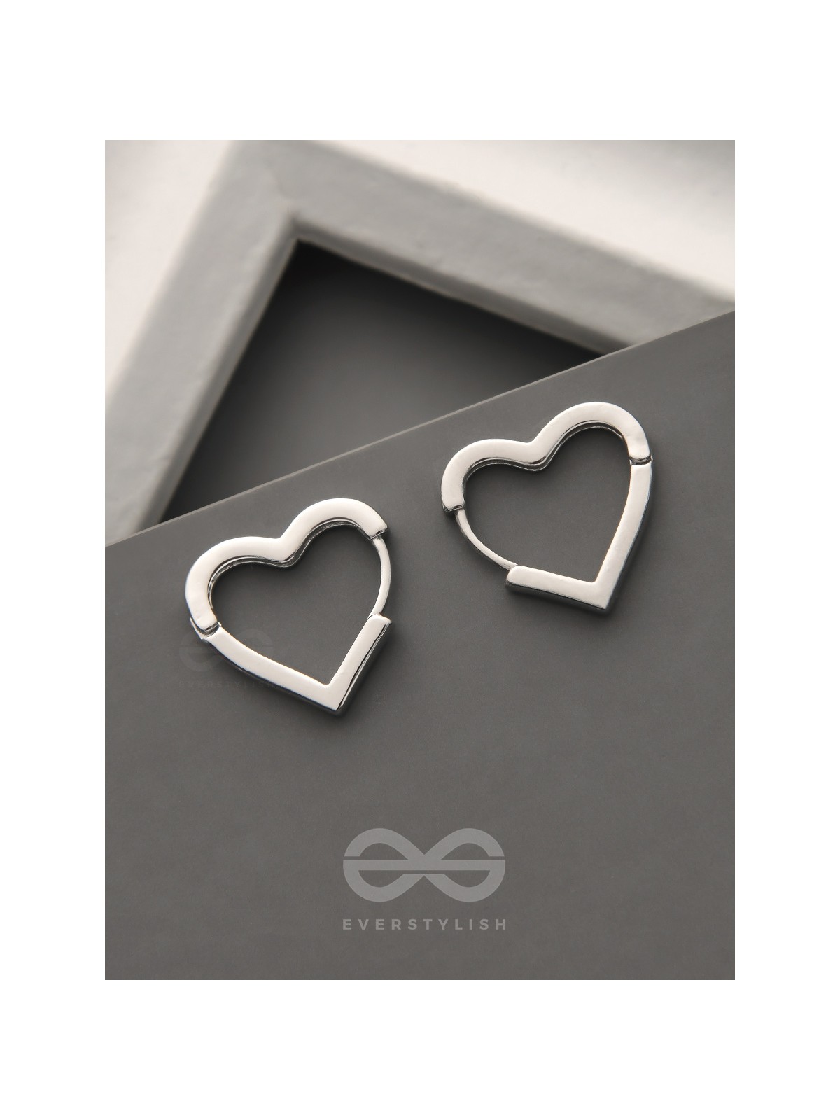 The Lovebirds- Heart-Shaped Silver Earrings
