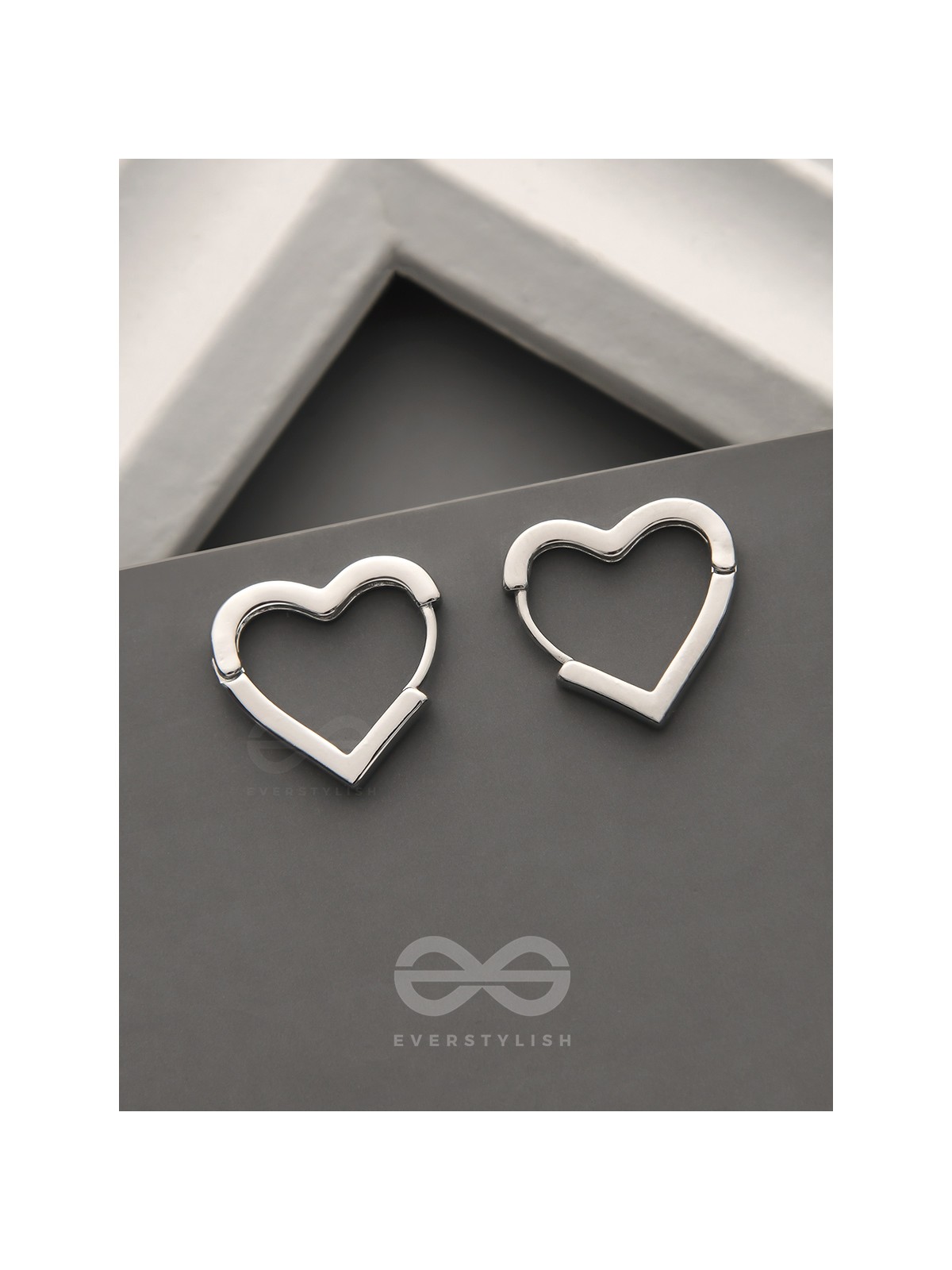 The Lovebirds- Heart-Shaped Silver Earrings