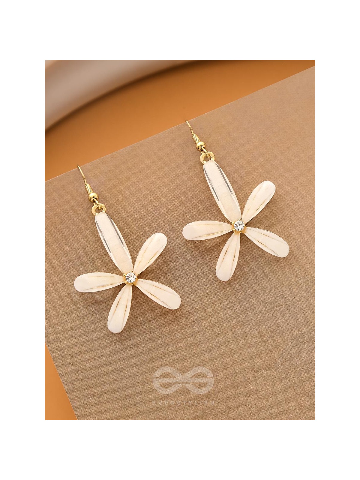 The Budding Blossom- Statement Golden Earrings (Cream White)