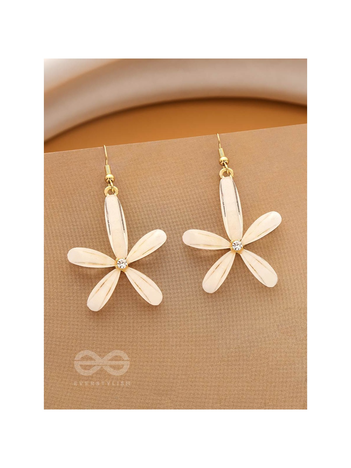 The Budding Blossom- Statement Golden Earrings (Cream White)