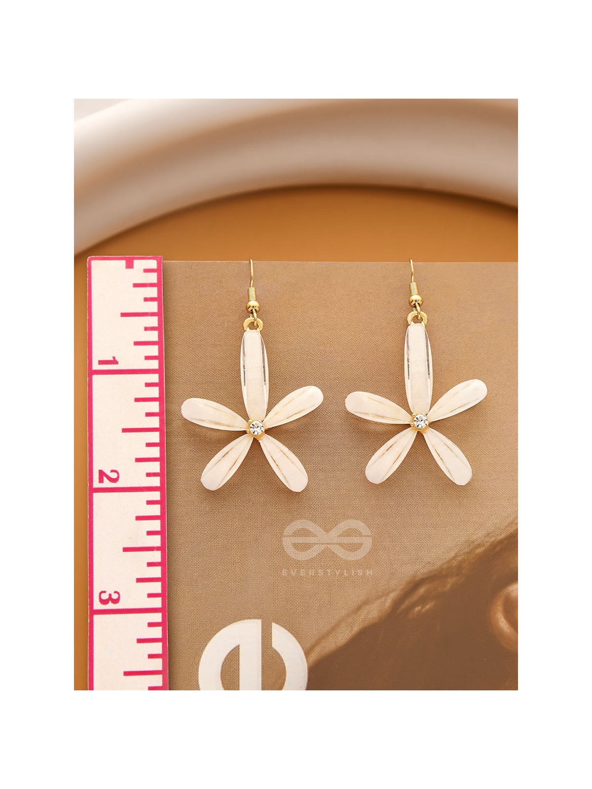 The Budding Blossom- Statement Golden Earrings (Cream White)