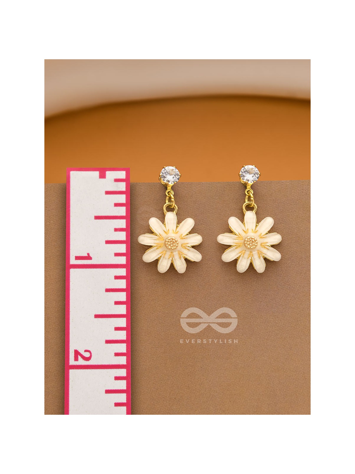 The Snowdrop- Cute Golden Earrings (Chiffon White)