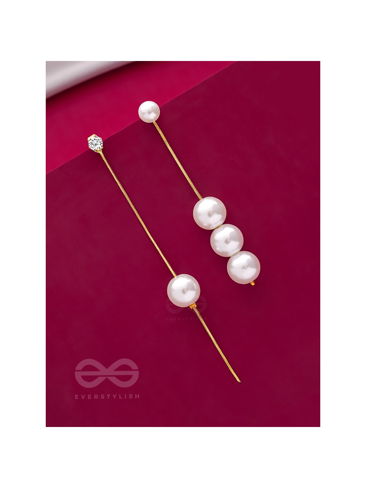 String-of-Pearls- Golden Pearl Earrings