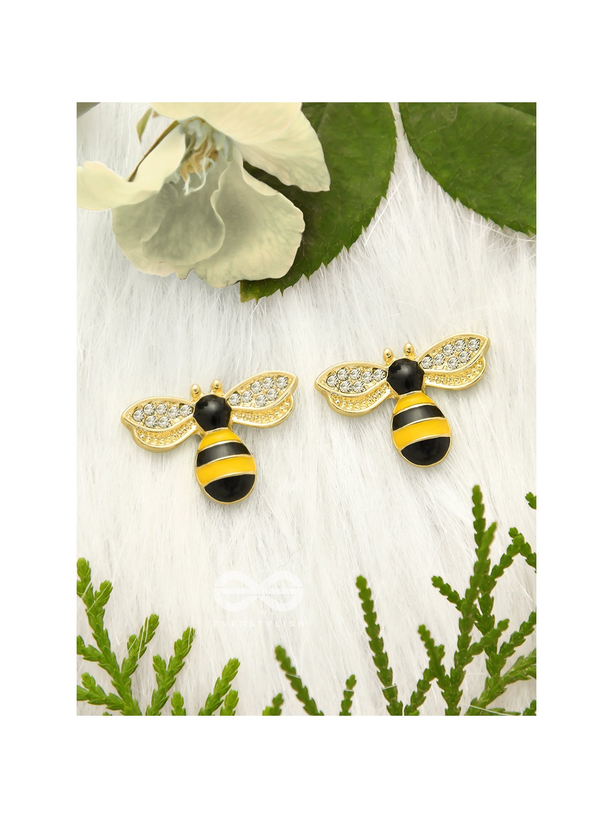 The Busy Bee- Golden Rhinestones Earrings 