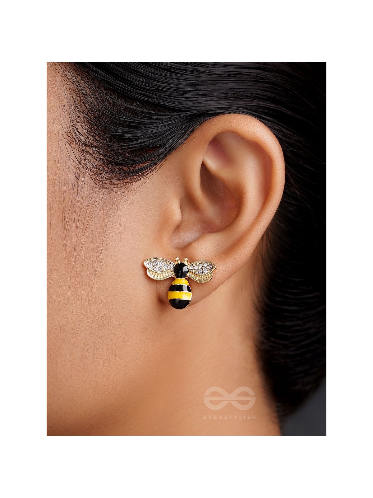 The Busy Bee- Golden Rhinestones Earrings 