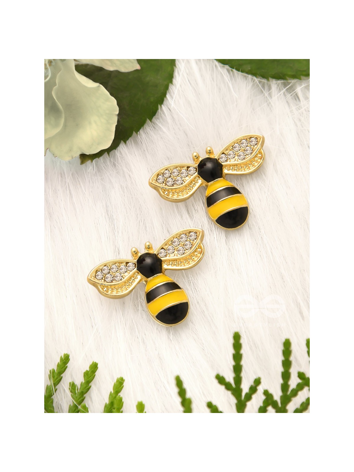 The Busy Bee- Golden Rhinestones Earrings 