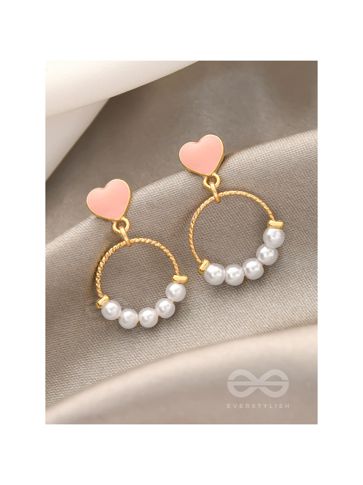 The Frosted Ring- Golden Pearl Earrings