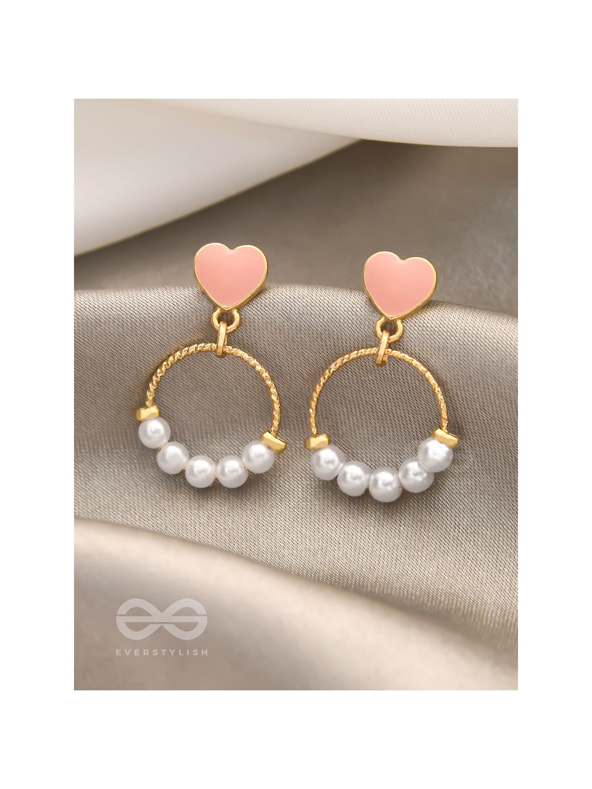 The Frosted Ring- Golden Pearl Earrings