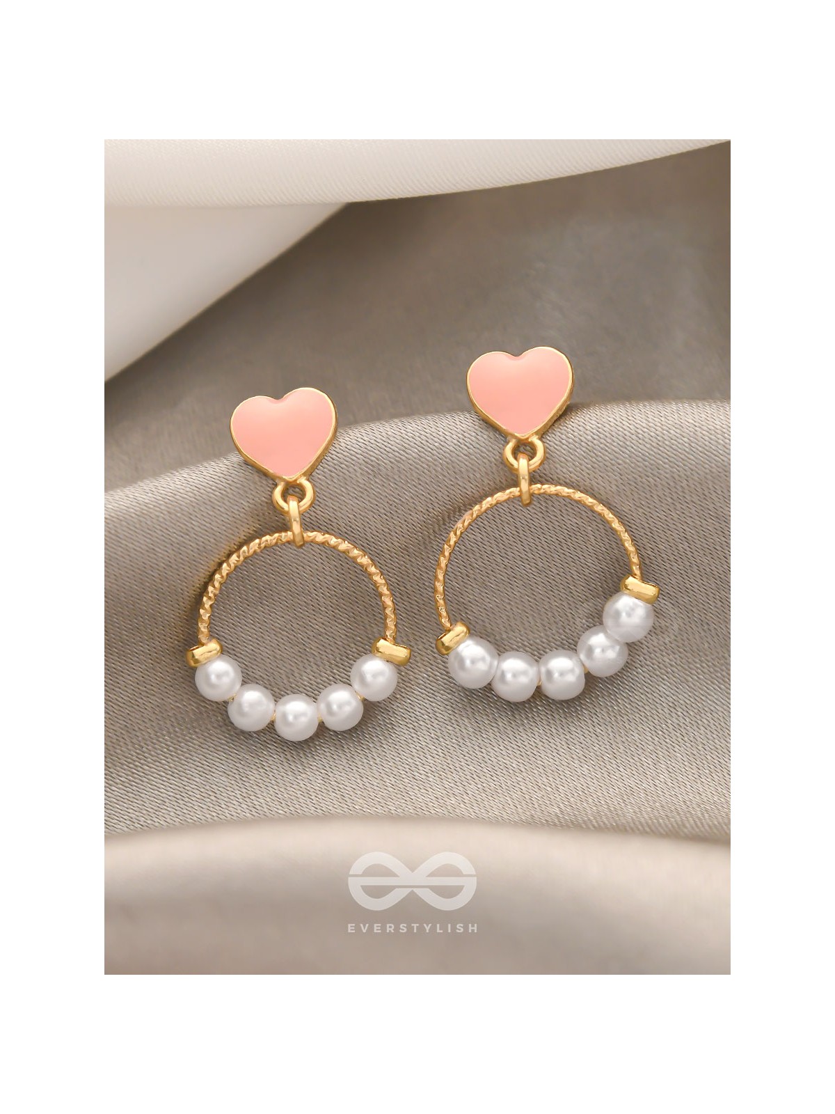 The Frosted Ring- Golden Pearl Earrings