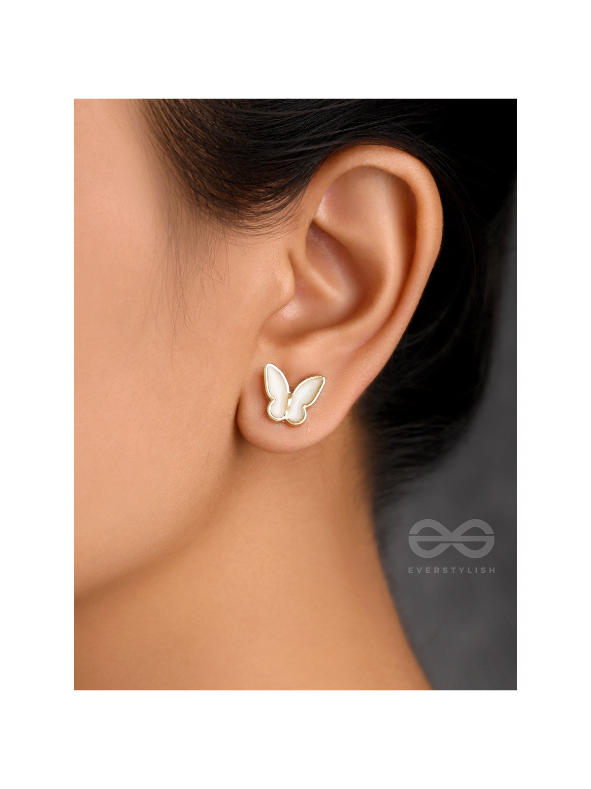 The Winged Wonder- White and Golden Earrings