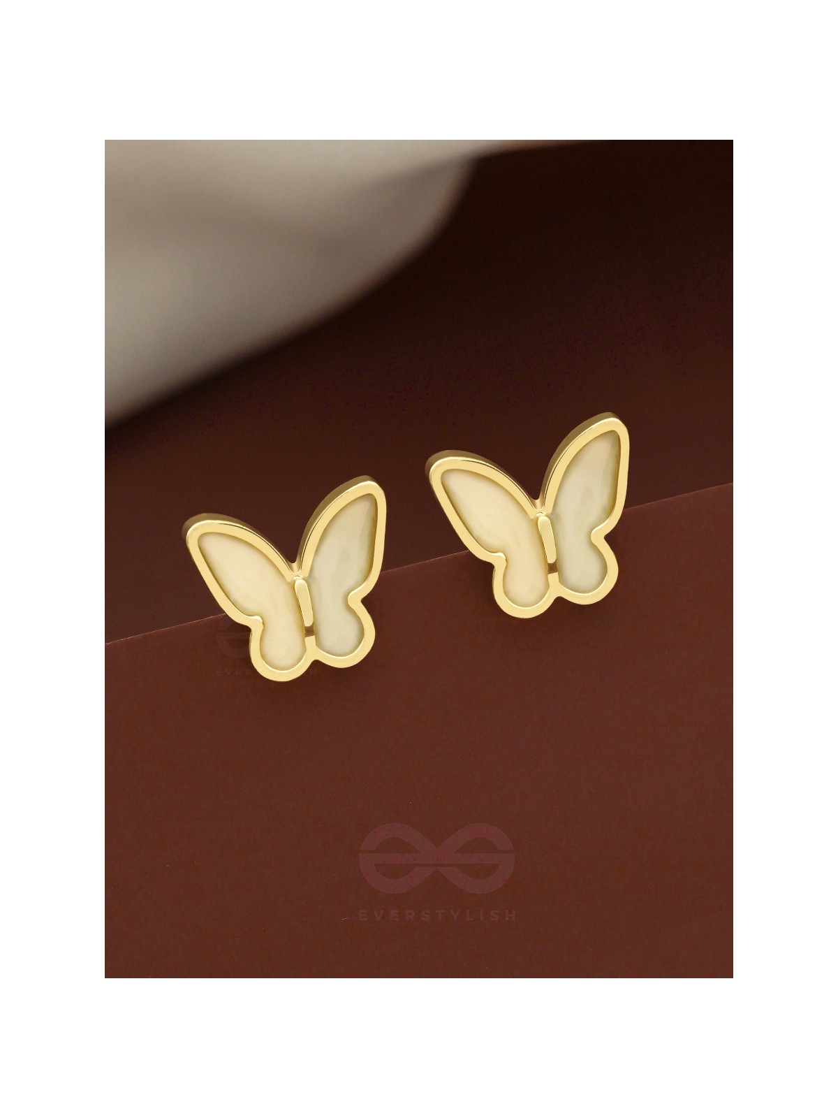 The Winged Wonder- White and Golden Earrings
