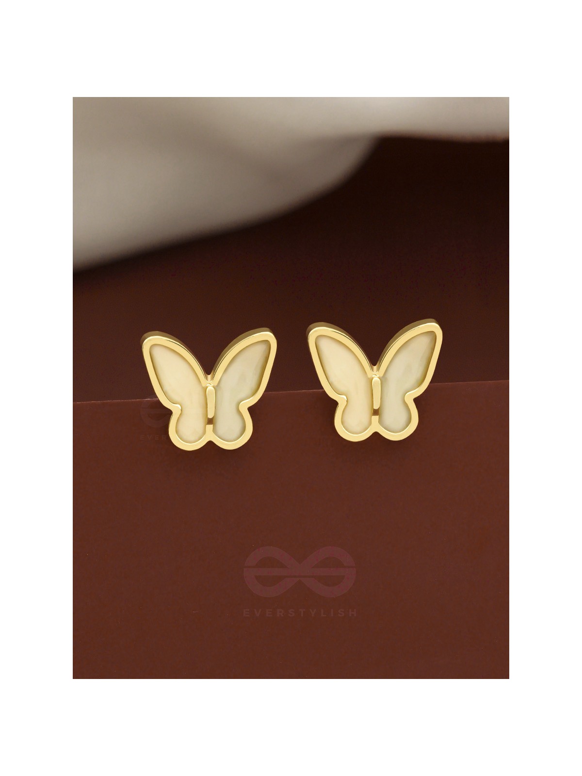 The Winged Wonder- White and Golden Earrings