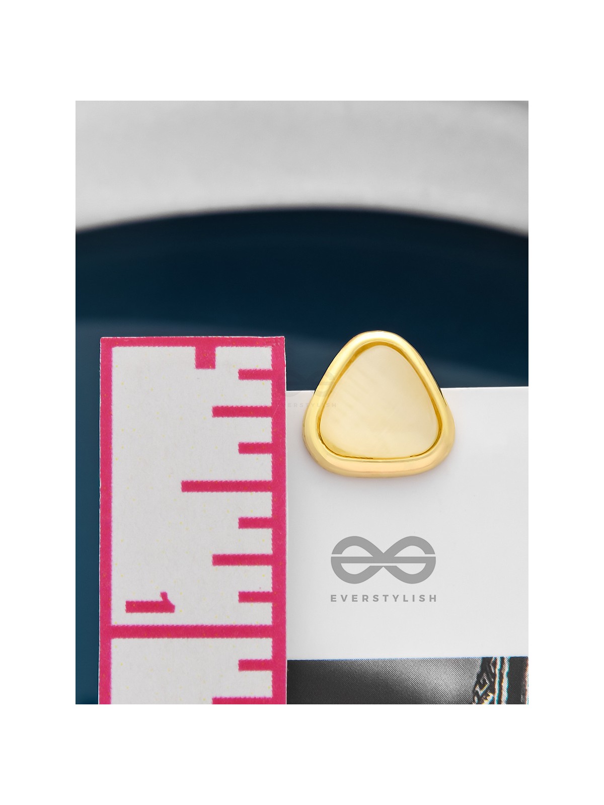 The Love Triangle- Golden Stud Earrings (Cream White)